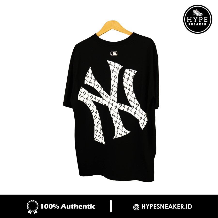 Kaos MLB NY BACK MONOGRAM BLACK Tshirt 100% ORIGINAL - HYPESNEAKER.ID