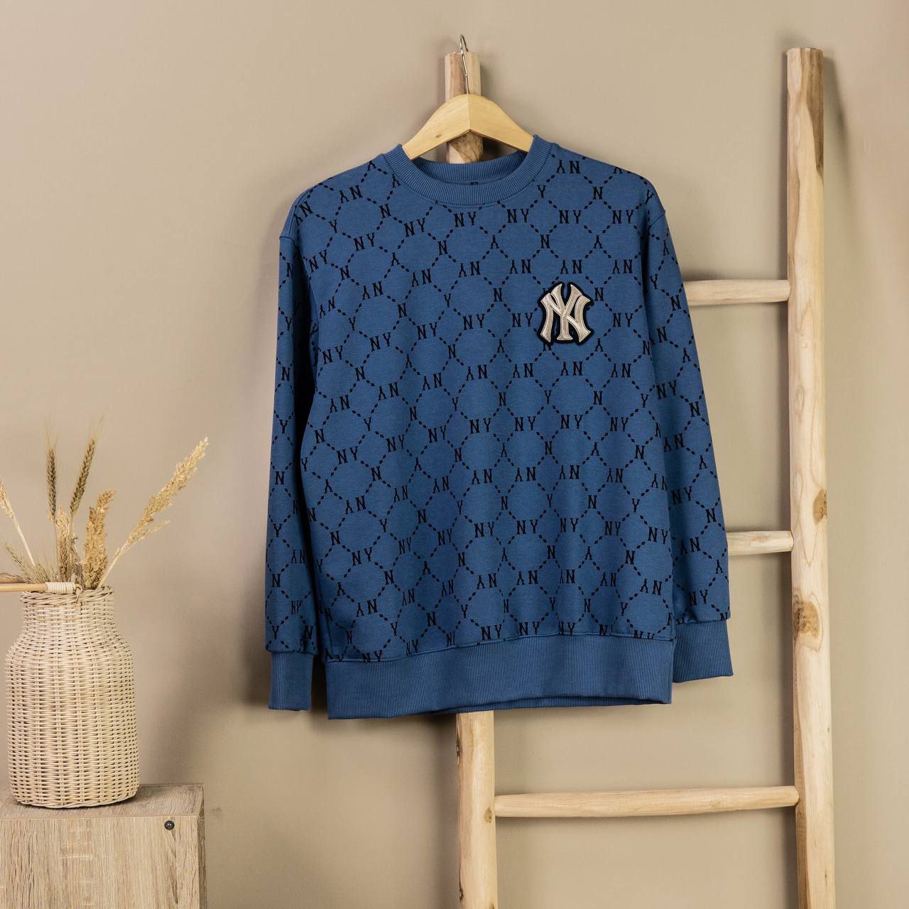 Sweater MLB NY MONOGRAM BLUE SWEATSHIRT 100% ORIGINAL - HYPESNEAKER.ID
