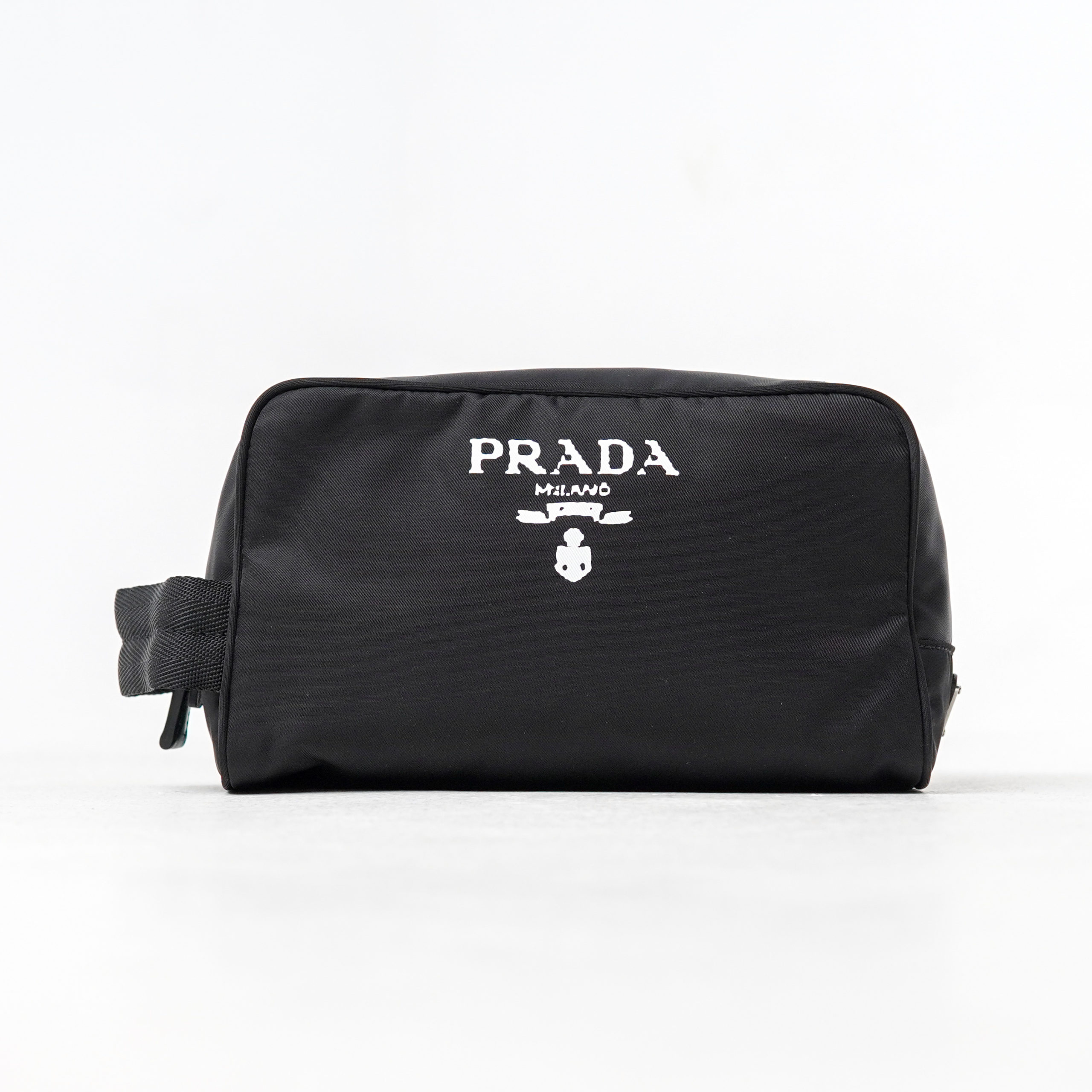 Tas PRADA SILVER BLACK POUCH WITH HANDLE 100 ORIGINAL