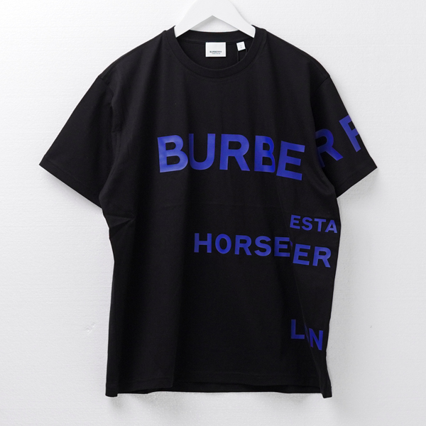Kaos BURBERRY HORSEFERRY TEXT BLUE BLACK 100% ORIGINAL - HYPESNEAKER.ID