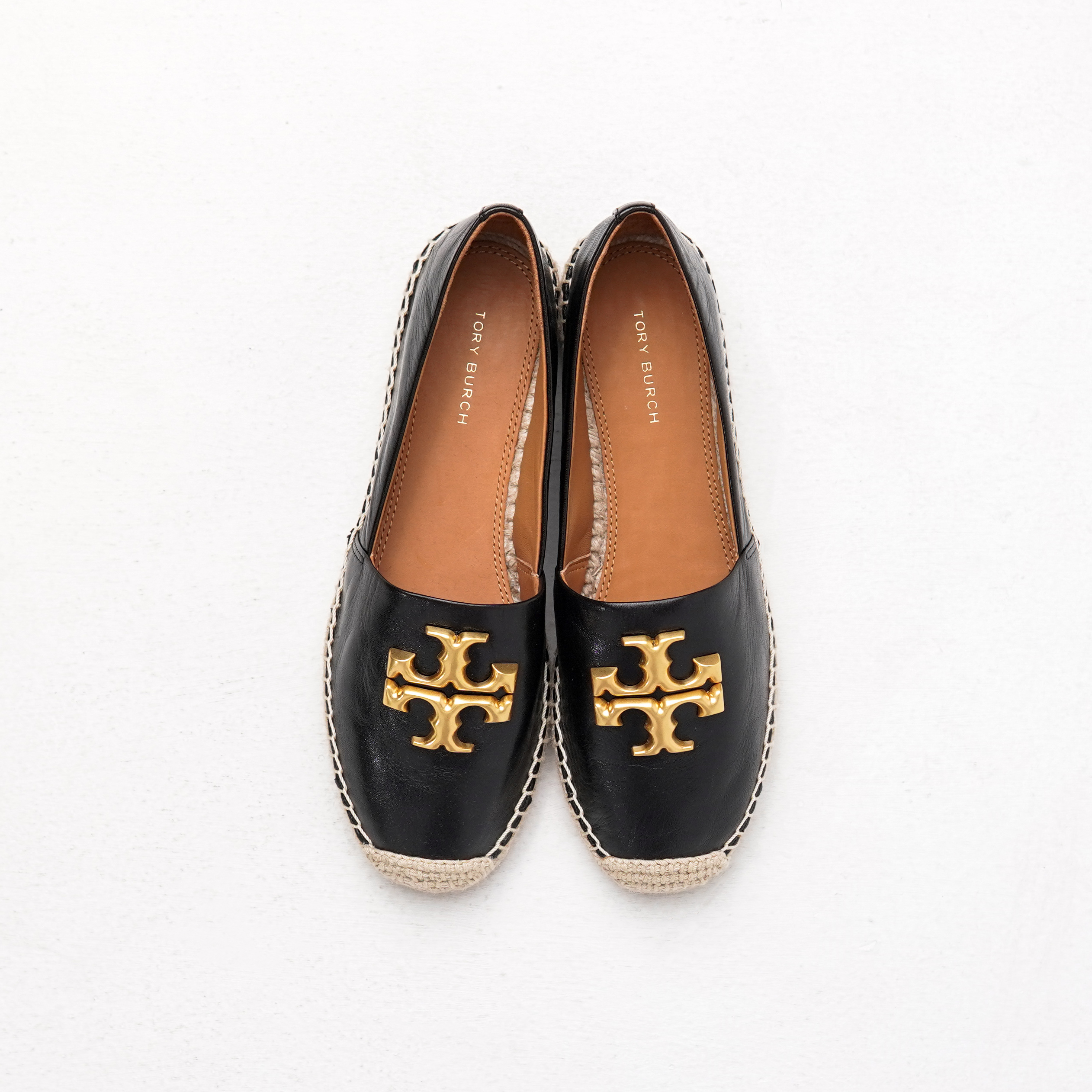 Eleanor Leather Espadrilles in Black - Tory Burch