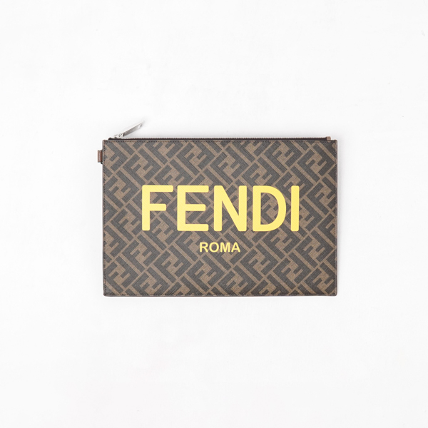 Ff clutch bag Fendi Brown in Polyester - 35671469