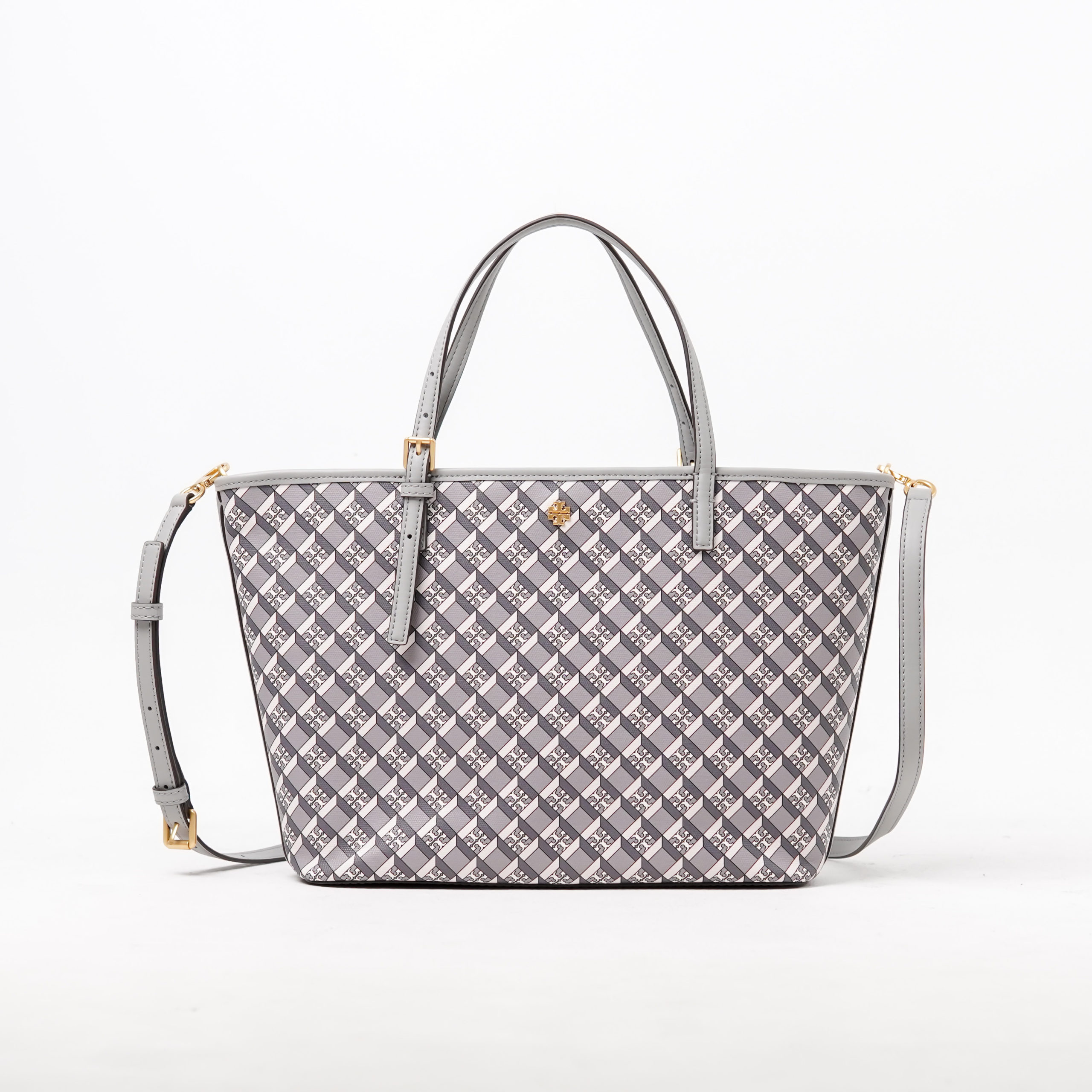 Tas TORY BURCH GEO MONOGRAM GREY TOTE BAG 100 ORIGINAL