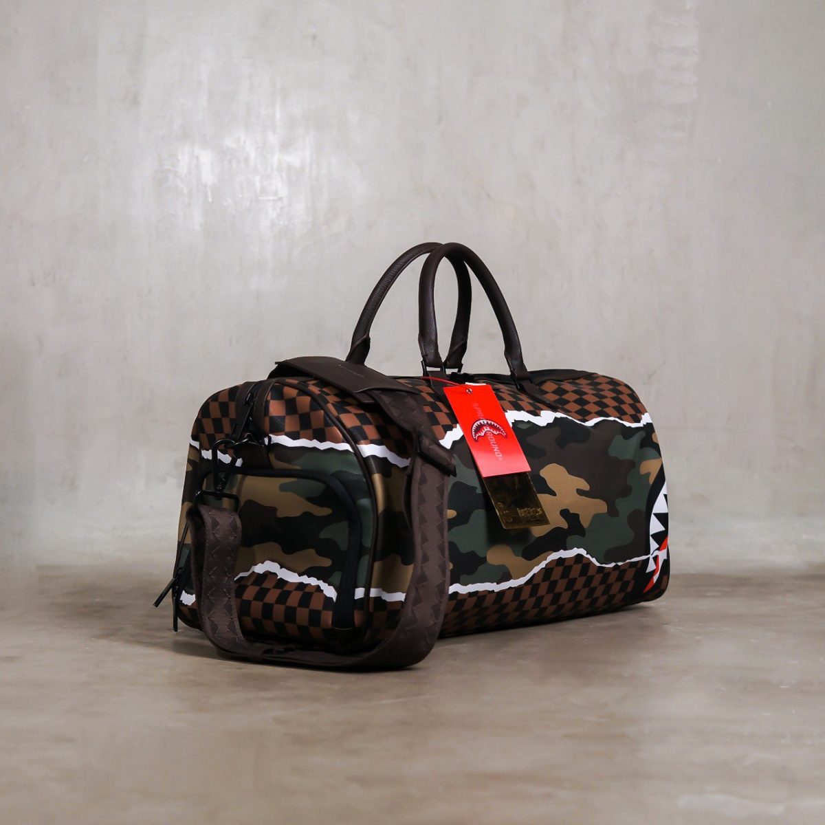 SPRAYGROUND GREEN BROWN DUFFLE BAG