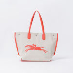 LONGCHAMP ORANGE GREY TOTE BAG