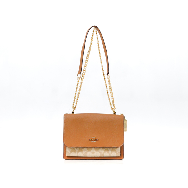 Tas COACH KLARE MONOGRAM BEIGE CAMEL FLAP CHAIN SHOULDER BAG 100 ORIGINAL HYPESNEAKER.ID