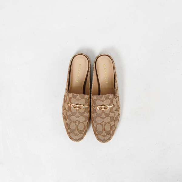 COACH BROWN SLIP ON MULES