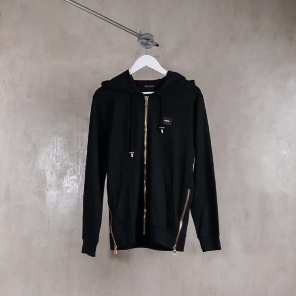 BALMAIN BLACK ZIP HOODIE