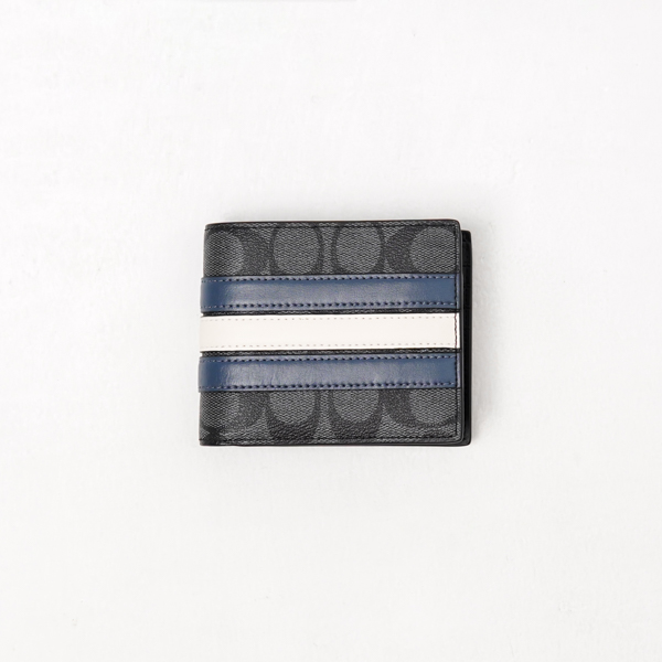 COACH BLACK WHITE NAVY WALLET