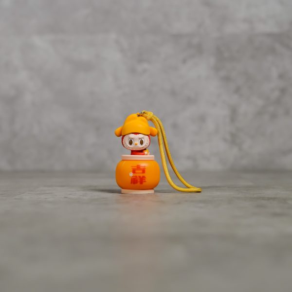 THE MONSTERS LABUBU NIGHT LIGHT LANTERN KEYCHAIN - LIGHT ORANGE (GOOD LUCK)