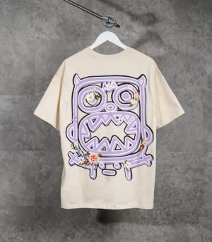 CALM MIND PURPLE CREAM TSHIRT