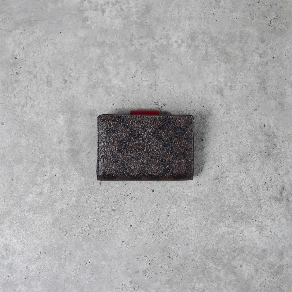 COACH DARK BROWN RED WALLET