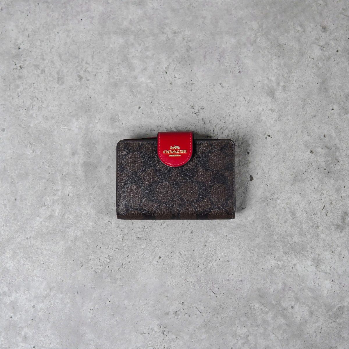 COACH DARK BROWN RED WALLET