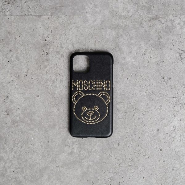 MOSCHINO BEAR OUTLINE GOLD BLACK IPHONE CASE - 11 PRO