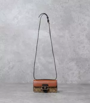 COACH BROWN CAMEL FLAP SHOULDER BAG