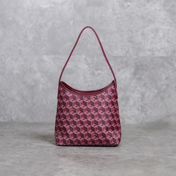 CHRISTY NG MONOGRAM PATTERN BURGUNDY HOBO BAG