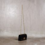 COACH DARK BROWN BLACK FLAP GOLD CHAIN SHOULDER BLACK BAG