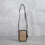 COACH BROWN JACQUARD SHOULDER BAG