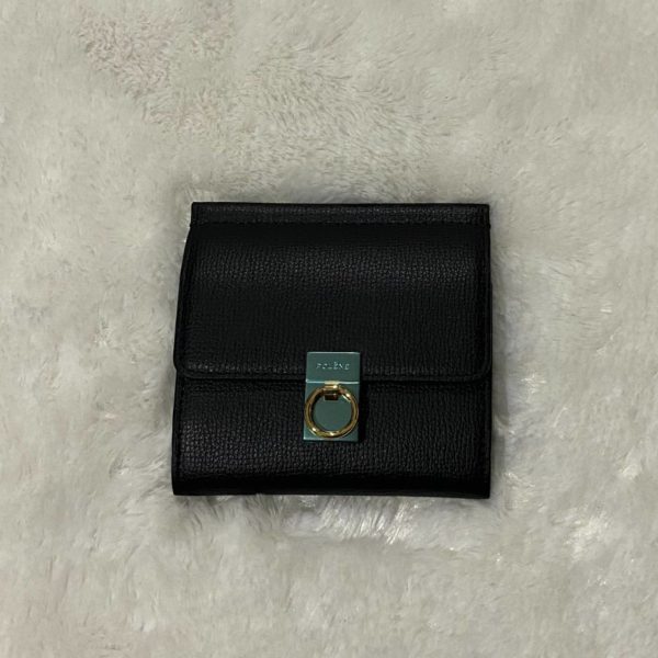 POLENE BLACK FLAP WALLET