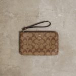 COACH BROWN GHW ZIP MINI CLUTCH