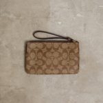 COACH BROWN GHW ZIP MINI CLUTCH