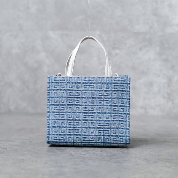 GIVENCHY 4G PATTERN BLUE DENIM TOTE BAG