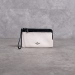 COACH WHITE BLACK DOUBLE ZIP POUCH WALLET