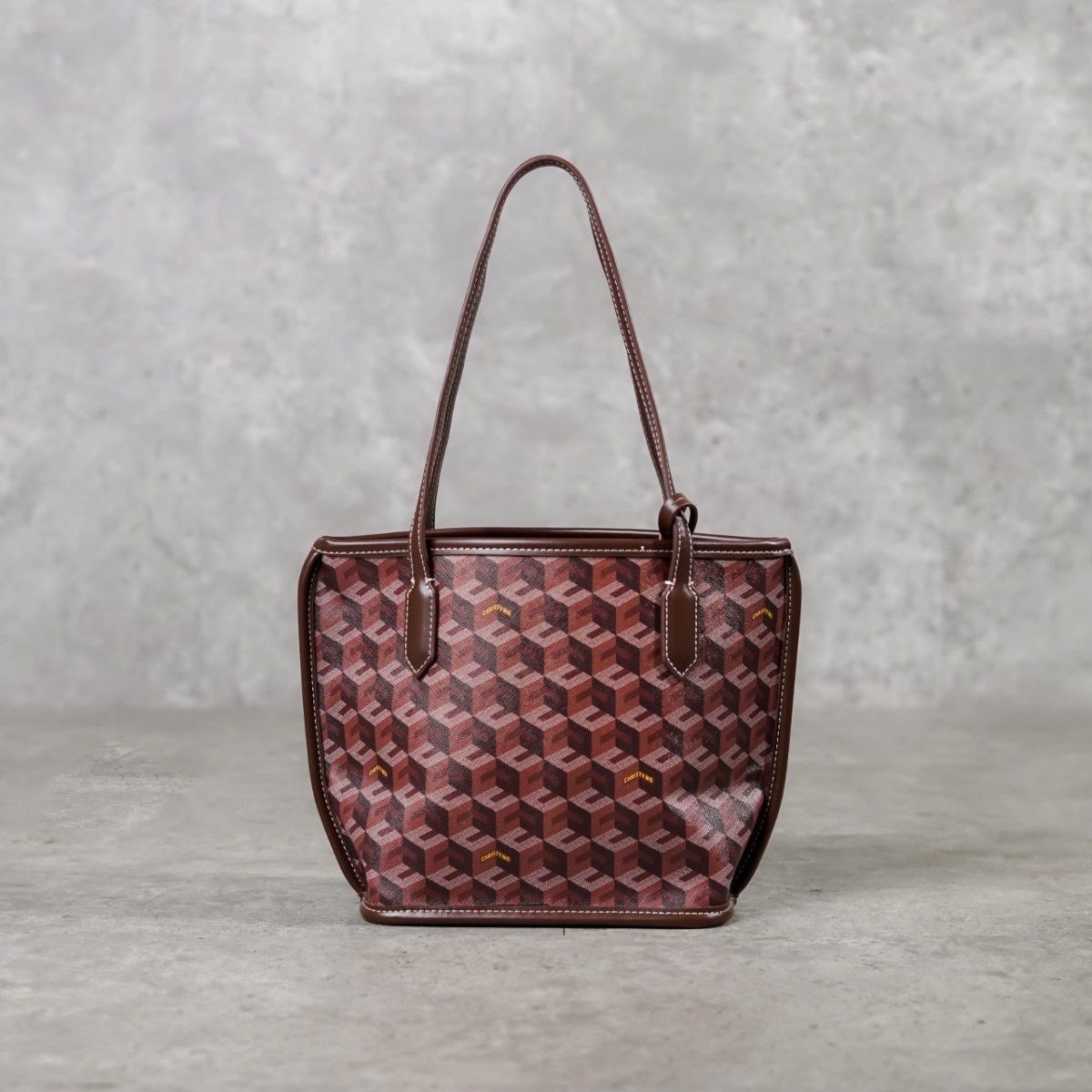 CHRISTY NG MONOGRAM PATTERN BROWN TOTE BAG MINI