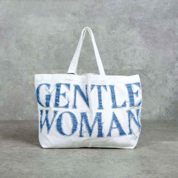 GENTLE WOMAN DENIM WHITE TOTE BAG