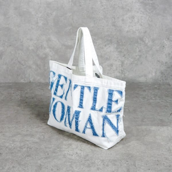 GENTLE WOMAN DENIM WHITE TOTE BAG