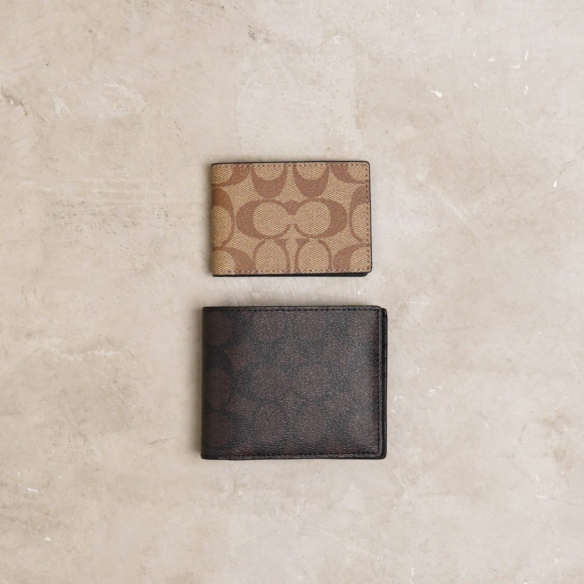 BROWN WALLET WITH BEIGE CARD HOLDER