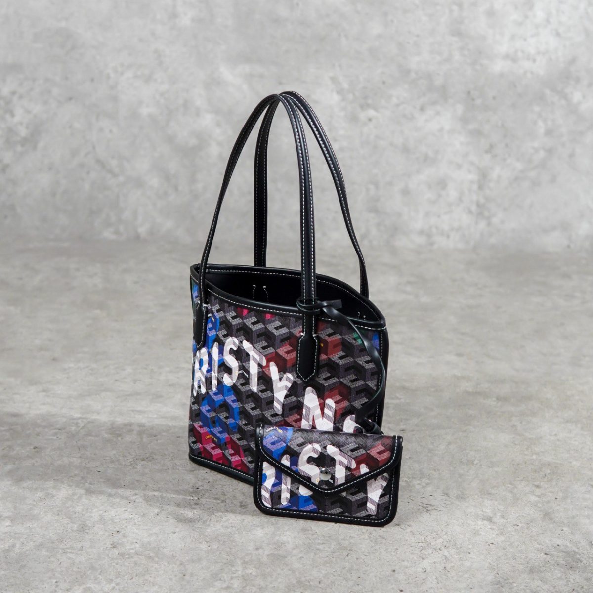 CHRISTY NG MONOGRAM PATTERN BLUE TOTE BAG