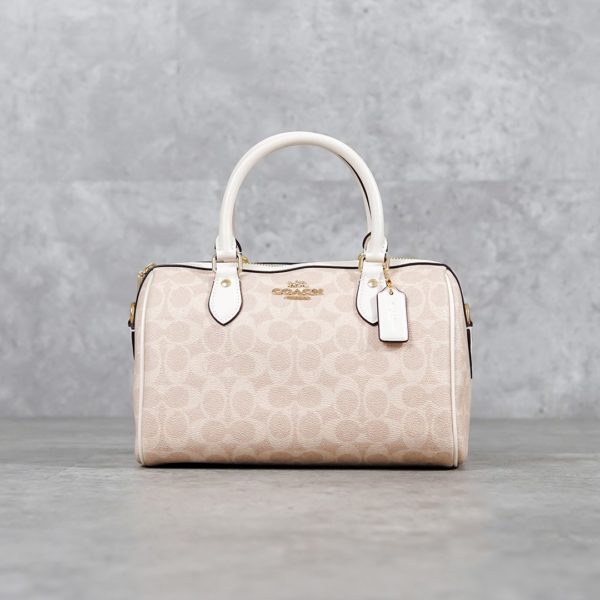 COACH IVORY WHITE BEIGE MINI DUFFLE BAG WITH LS