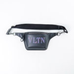 VALENTINO TEXT BLUE MULTI BLACK LEATHER WAIST BAG