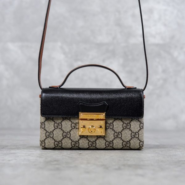 GUCCI BEIGE BLACK TOP HANDLE BAG