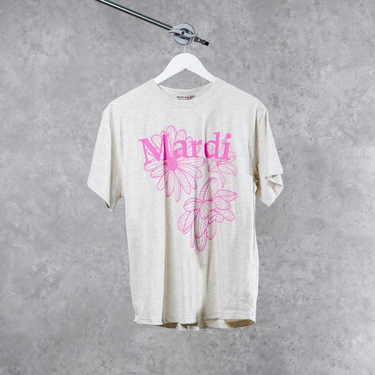 MARDI MERCREDI FLOWER PINK OATMEAL SAND TSHIRT