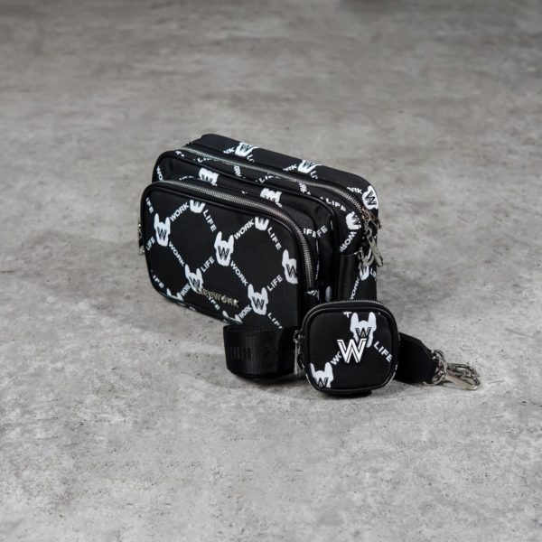 LIFE WORK BLACK NYLON SHOULDER BAG WITH POUCH