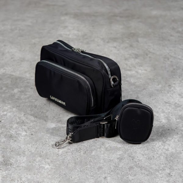 LIFE WORK NYLON BLACK SHOULDER BAG WITH POUCH